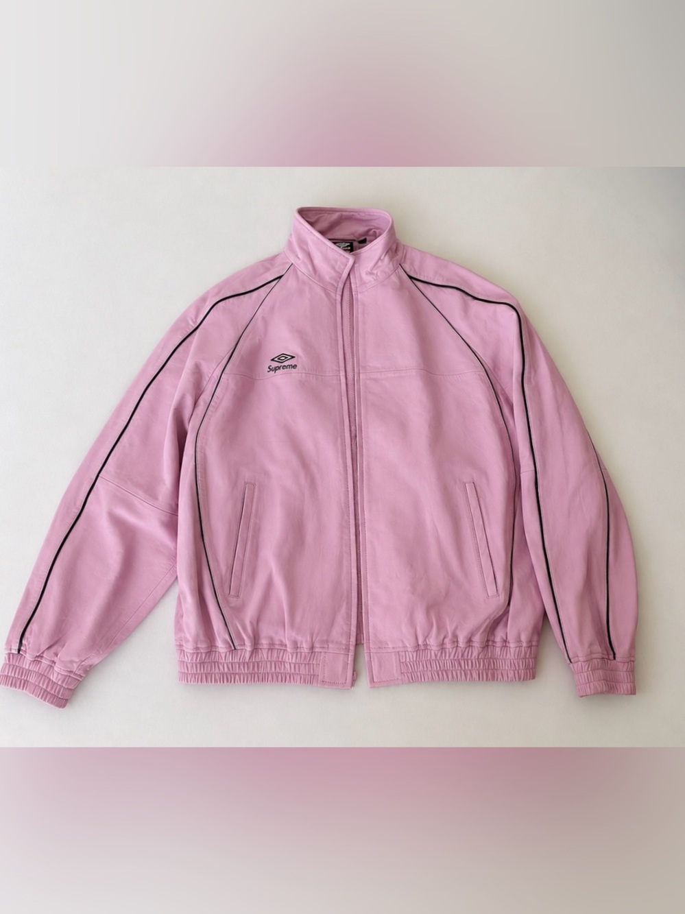 SUPREME x Umbro Pink Leather Track Jacket